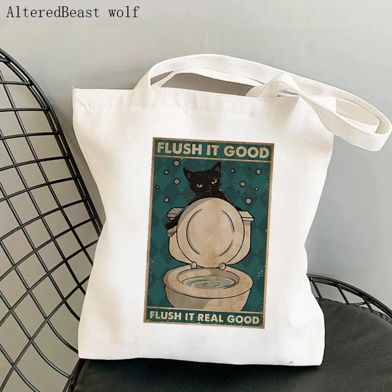 Women Shopper bag Cat Diver Nice Butt Printed Bag Harajuku Shopping Canvas Shopper Bag girl handbag Tote Shoulder Lady Bag
