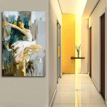 

Ballet Dancing In White Skirt Figure Canvas Painting Modern Beautiful Woman Posters and Prints Wall Art Picture for Home Decor