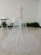 

Bridal Cathedral Veil 1 Layer Soft Swiss Mesh Crystal Rhinestone Edge White Shawl Wedding Accessories
