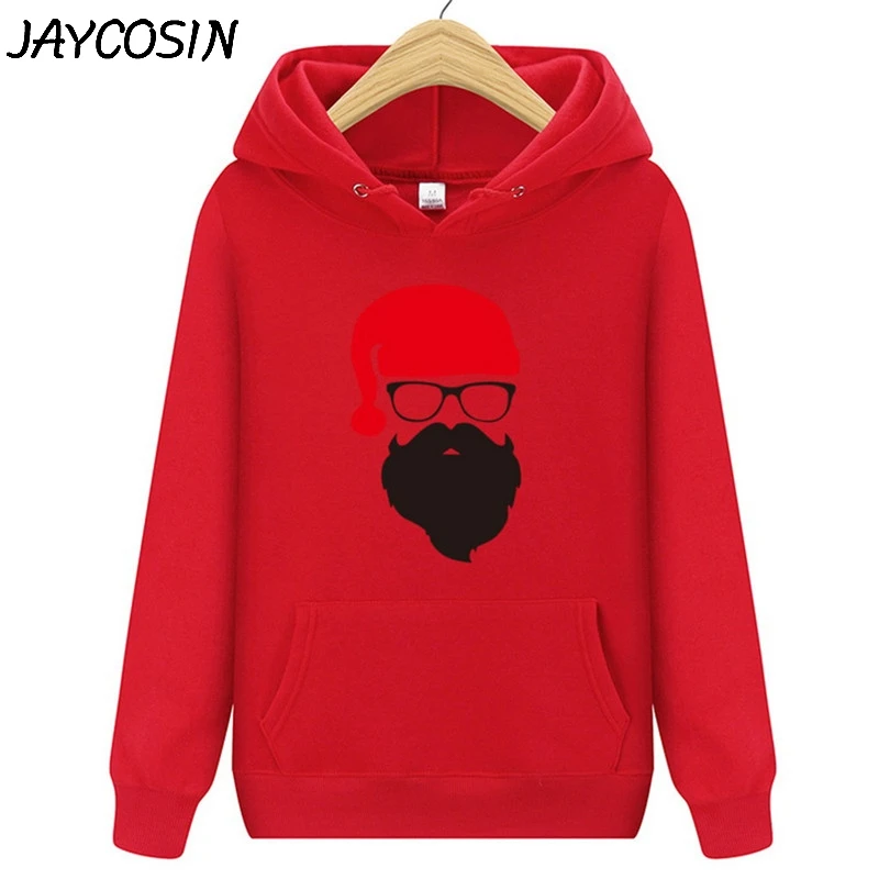JAYCOSIN, Женская толстовка с принтом Санта Клауса, с длинным рукавом, Рождественская, повседневная, свободная, Осень-зима, толстовка с капюшоном, пуловер, топы