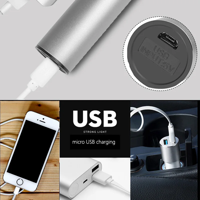 USB Перезаряжаемый T6 светодиодный светильник-вспышка, портативный Встроенный литиевый аккумулятор 1200 мАч, водонепроницаемый походный светильник, масштабируемый фонарь, выход