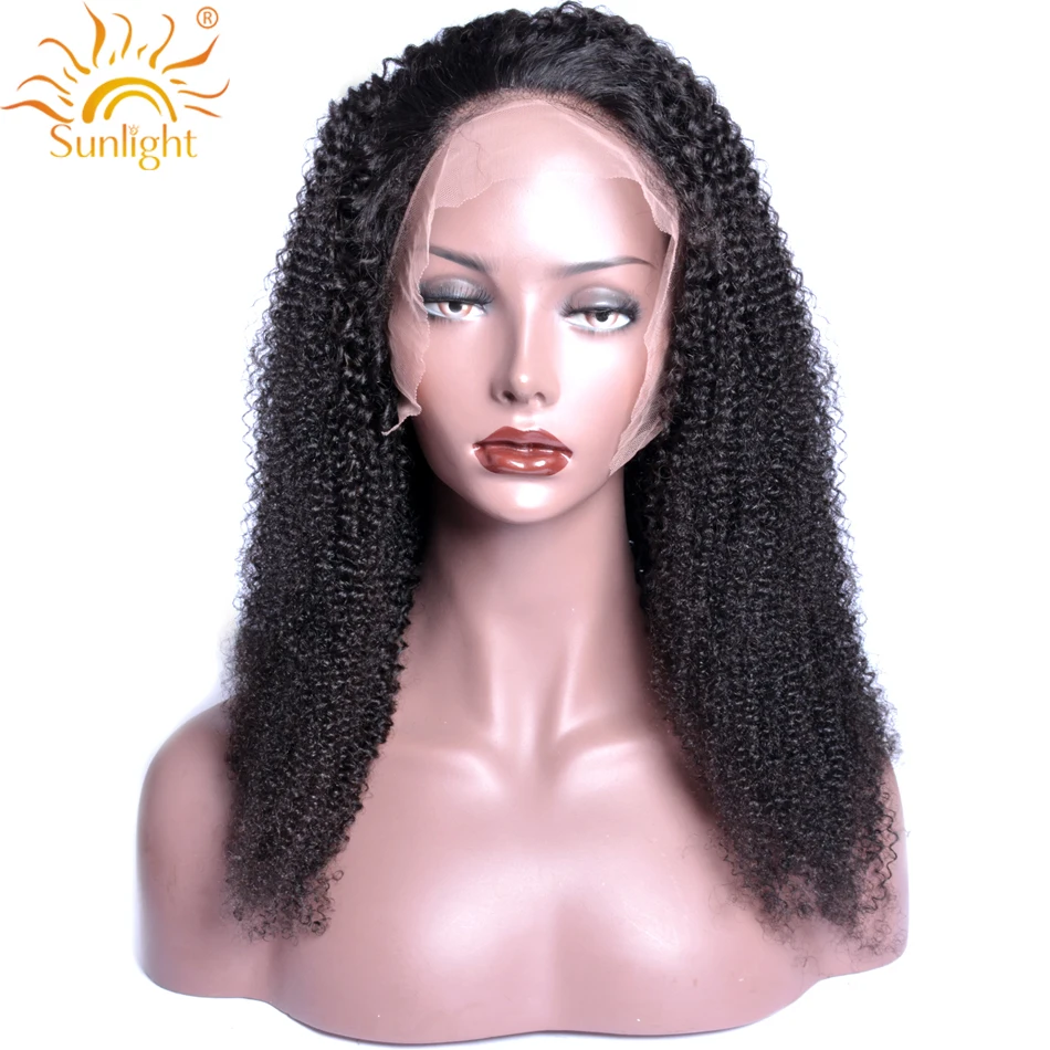 

Mongolian Kinky Curly Human Hair Wigs 13x4 Lace Front Wig Sunlight Natural Pre Plucked 150% Density Remy Wigs For Black Women