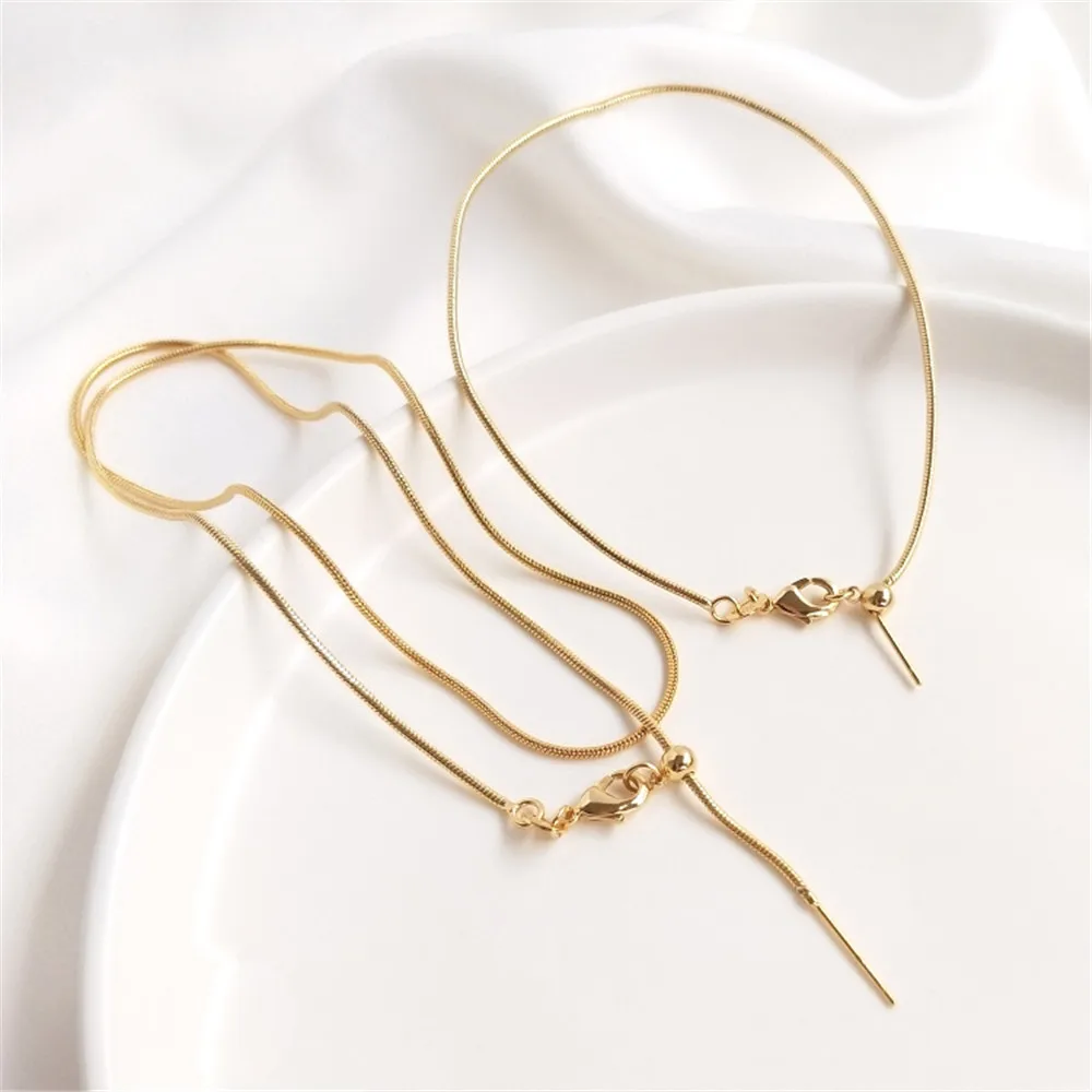 14K Gold Plated Needle-style universal necklace bracelet snake bone chain Clavicle chain Adjustable beaded crystal pearl 1 pair universal digital 1000v 10a 20a multimeter gold plated extra fine tip needle multimeter test leads probes pen test clips