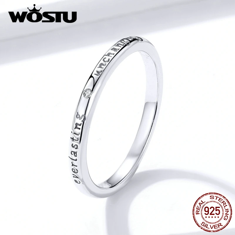 WOSTU 925 пробы серебро когда-либо длительное кольца для Для женщин свадебные Обручение Циркон клятва кольца ювелирные изделия подарок CTR094