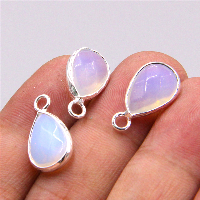 Natural Rose Quartzs Amethysts stone Pendants earring necklace Single Hole Water drop pendant charm for jewelry making