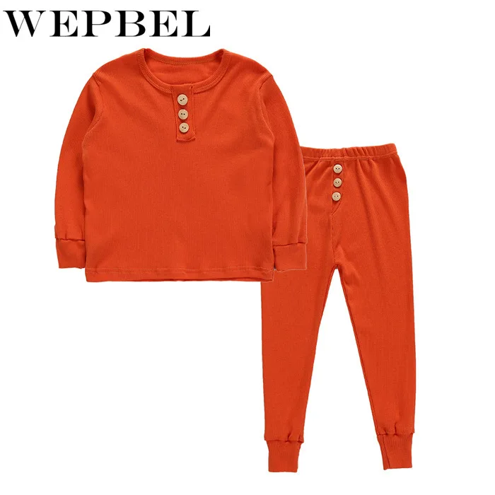 WEPBEL/От 2 до 6 лет комплект хлопковой одежды для маленьких мальчиков и девочек; пижамный комплект; элегантная одежда для сна; домашняя одежда