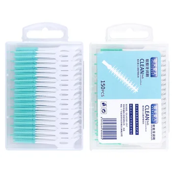 

150 Pcs Disposable Soft Silicone plastic Interdental Brushes Teeth Cleaning Dental Pick Tooth Orthodontic Toothpick ToothBrush
