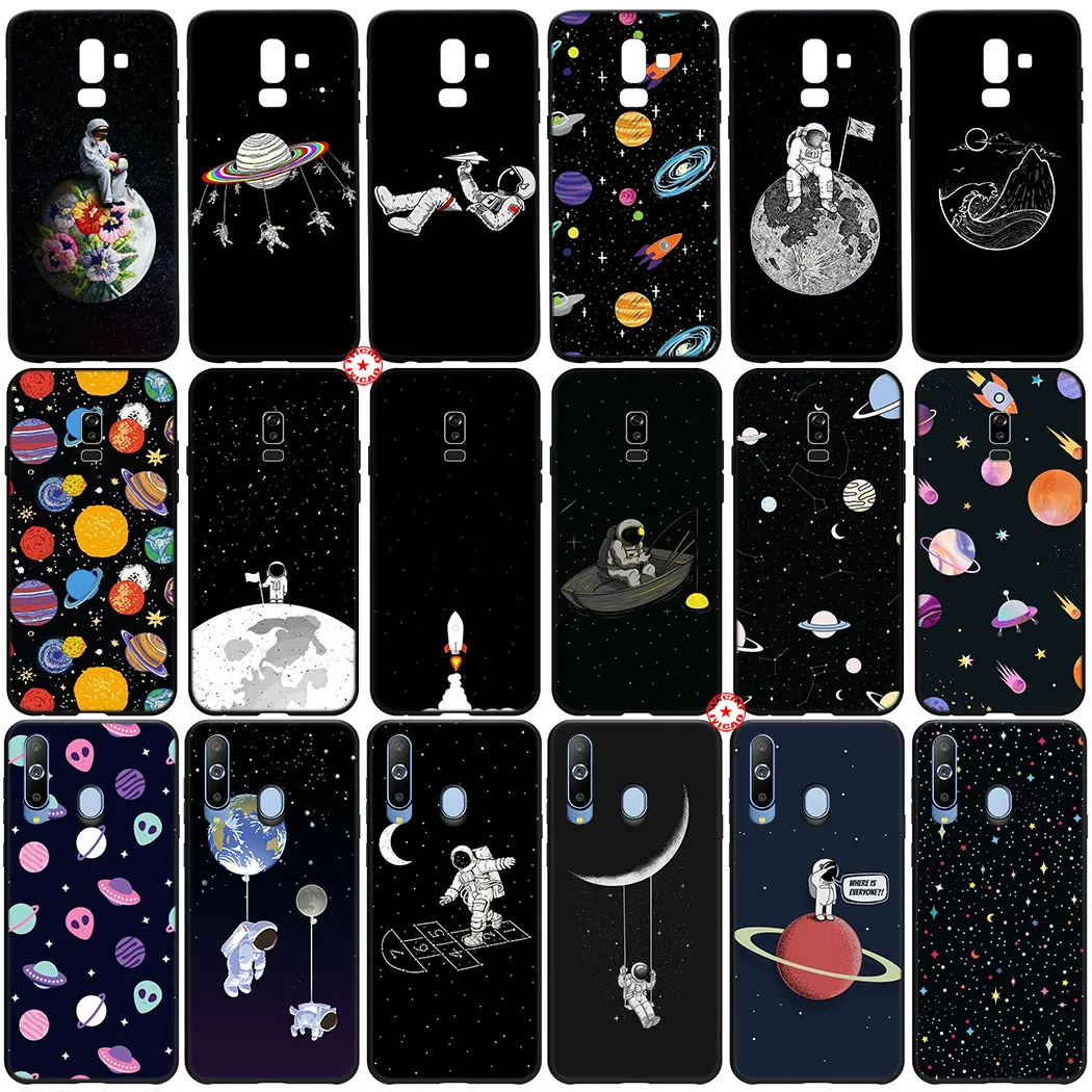 Y72 Космос астронавт мультфильм черный мягкий силиконовый чехол для Samsung Galaxy M30 M20