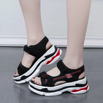 

Lucyever New Open-toed Women Sport Sandals Wedge Hollow Out Mix Colors Sandals Outdoor Platform Shoes Women Beach Summer Shoes