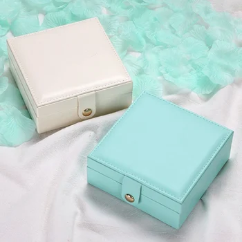 

Portable PU Leather Jewelry Box Stud Small Jewelry Box Mcaron Necklace Earrings Ring Color Single Layer Jewelry Storage Box