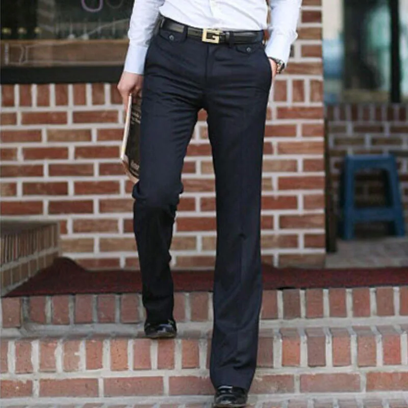 Мужские брюки с микро-колокольчиком в Корейском стиле, тонкие деловые повседневные брюки, широкие брюки на весну и лето, больше размеров 28-37