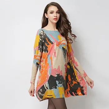 

Soft Wool Autumn O-Neck Women Pullovers Sweaters Tops Long Womens Pullover Dress Harajuku Oversized Knitted Loose Outwear