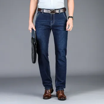 

Jeans Men 2020 Autumn Thick Jeans Men Men's Business Casual Loose Straight Men's Denim Pants Blue Denim Pants Size 29-38 40