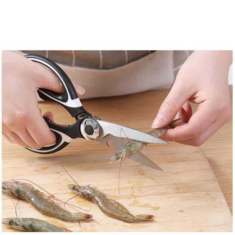 Multi-function kitchen scissors home kill fish special cut chicken bone barbecue artifact stainless steel strong scissors