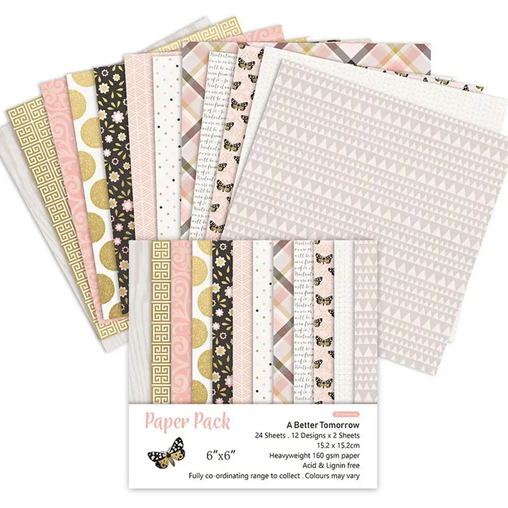 

24PCS/Set Paper Craft DIY Photo Album Scrapbook Paper Account Card Making Background Paper 6 Inch Single-Sided Pattern Paper