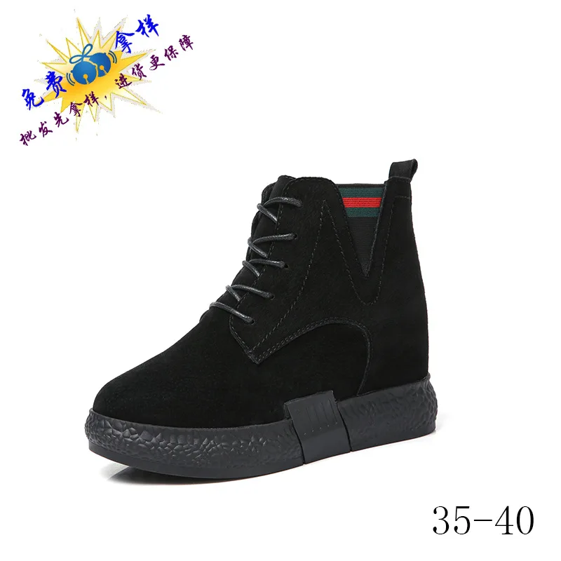 

2019 New Style Autumn And Winter Canvas Elevator Sports WOMEN'S Shoes STUDENT'S Shoes Large Size M132 Warm plus Velvet