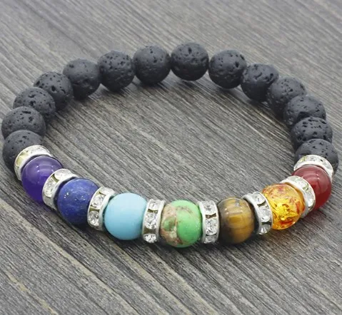 8mm nr434 mulitcolor rainbow elastic agate Onyx lava Bracelet energy Healing Balance Prayer Reiki Chakra Buddha Yoga Bangles | Украшения и
