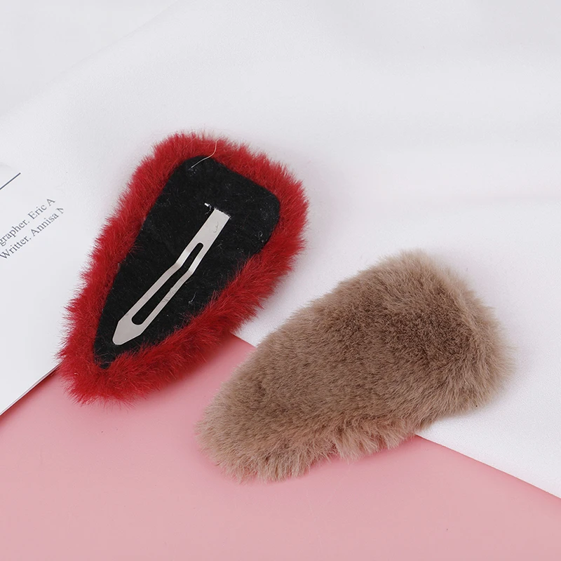 1PC Creative Simple Plush Hair Accessories Children Kids Solid Color Fur Hairpin Hair Clips For Girls Hair Barrettes 6 Colors