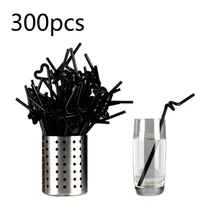 300 шт соломинки для питья 210 мм черные длинные гибкие свадебные принадлежности одноразовые пластиковые соломинки для питья Mutfak Aksesuarlari