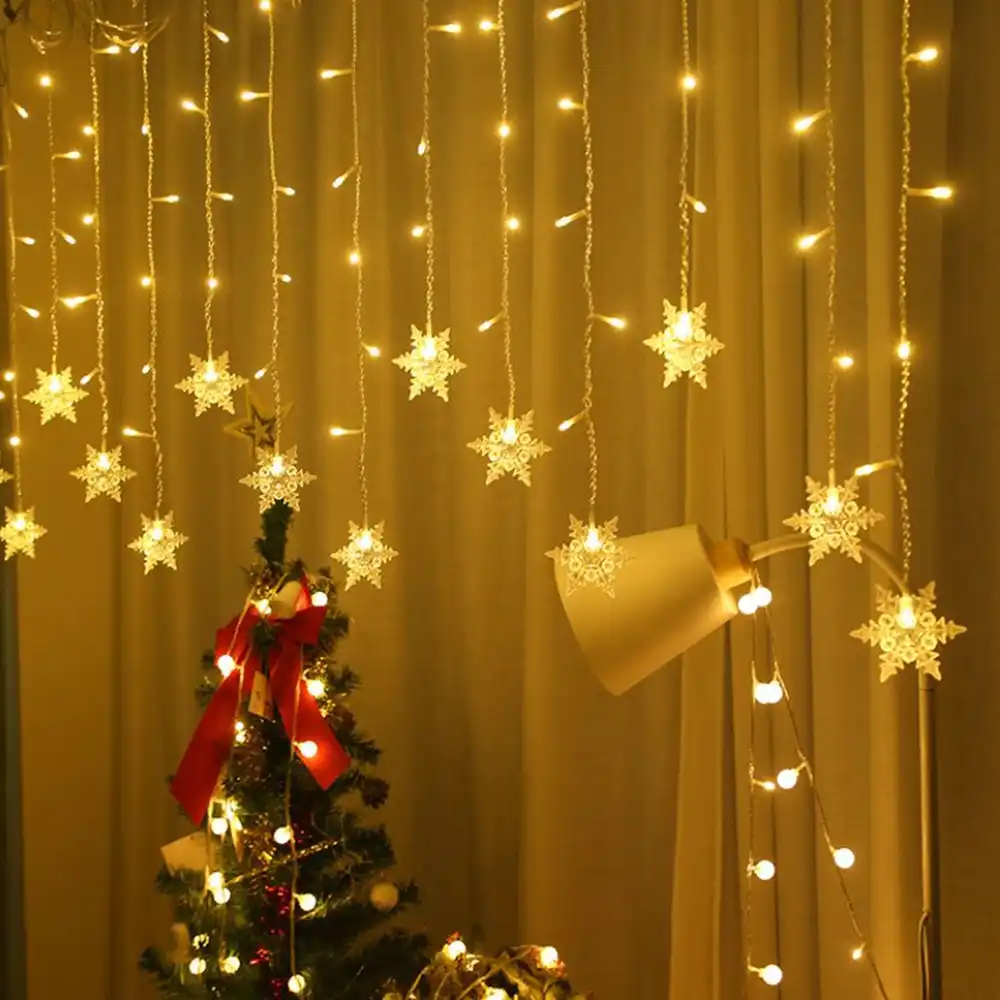 スノーフレークledライトクリスマス花輪カーテンライトメリークリスマスツリーの装飾ホームcristmas装飾品ナヴィダード ペンダント ドロップ装飾品 Aliexpress