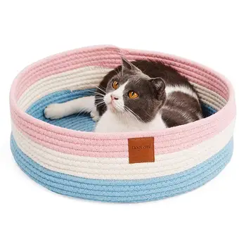 

Cat Nest Cotton Thread Weaving Basket Eco-Friendly Pet Cat Nest Pet Scratch Board Ortable Cat Supplies 38*38*12CM