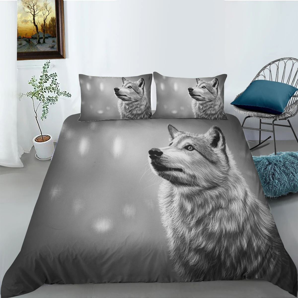 

Hot Style Bedding Set 2/3pcs 20 Patterns 3D Wolf Printing Duvet Cover Sets 1 Quilt Cover + 1/2 Pillowcases US/EU/AU Size