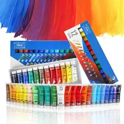 12/24 Colors Acrylic Paint Set Color Paint For Fabric Clothing Glass Drawing Painting 15ML For Kids Waterproof Art Supplies S3B3