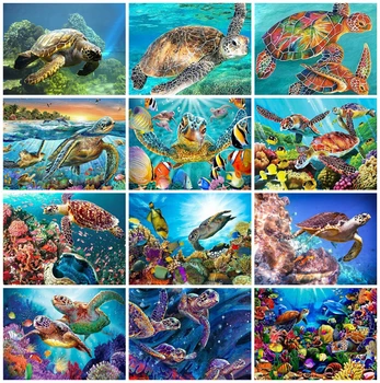 

EverShine Painting By Numbers Animals Handpaint DIY Coloring By Numbers Tortoise Drawing Canvas Wall Set Children Room Decor