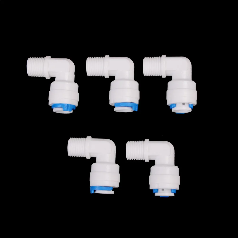 

5pcs Quick Connector Sealing Ring Aquarium RO Water Filter Reverse Osmosis 1/8" Male Thread - 1/4" OD Tube PE Pipe Fitting Elbow
