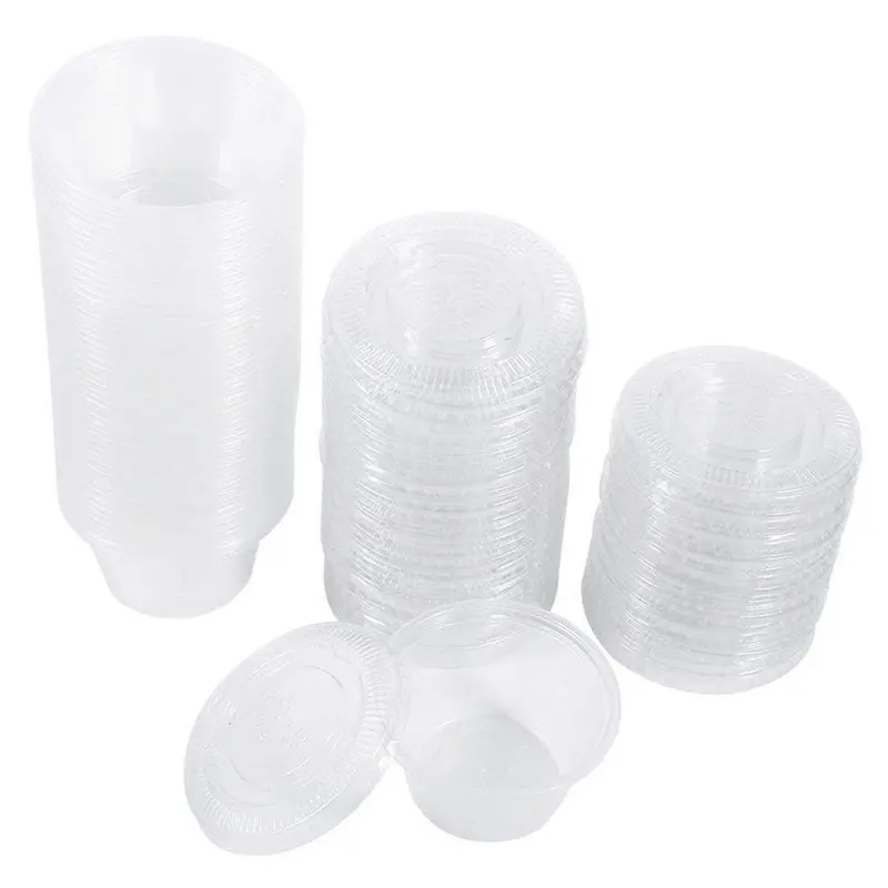 

50 pcs. Transparent Plastic Disposable Soup Bowls Chutney Bowls Storage Box With Lid Food Containers 28 G