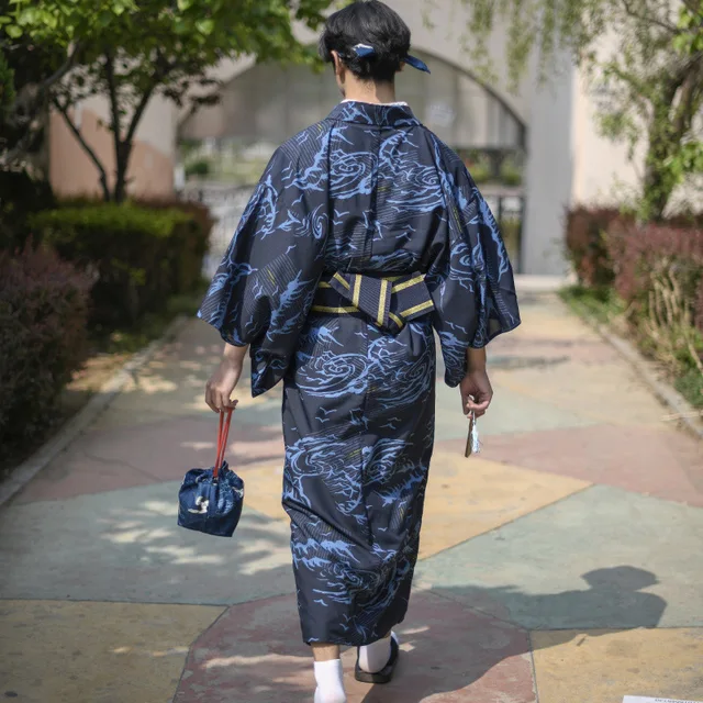 Navy Blue Traditional Men Kimono – Japan Box