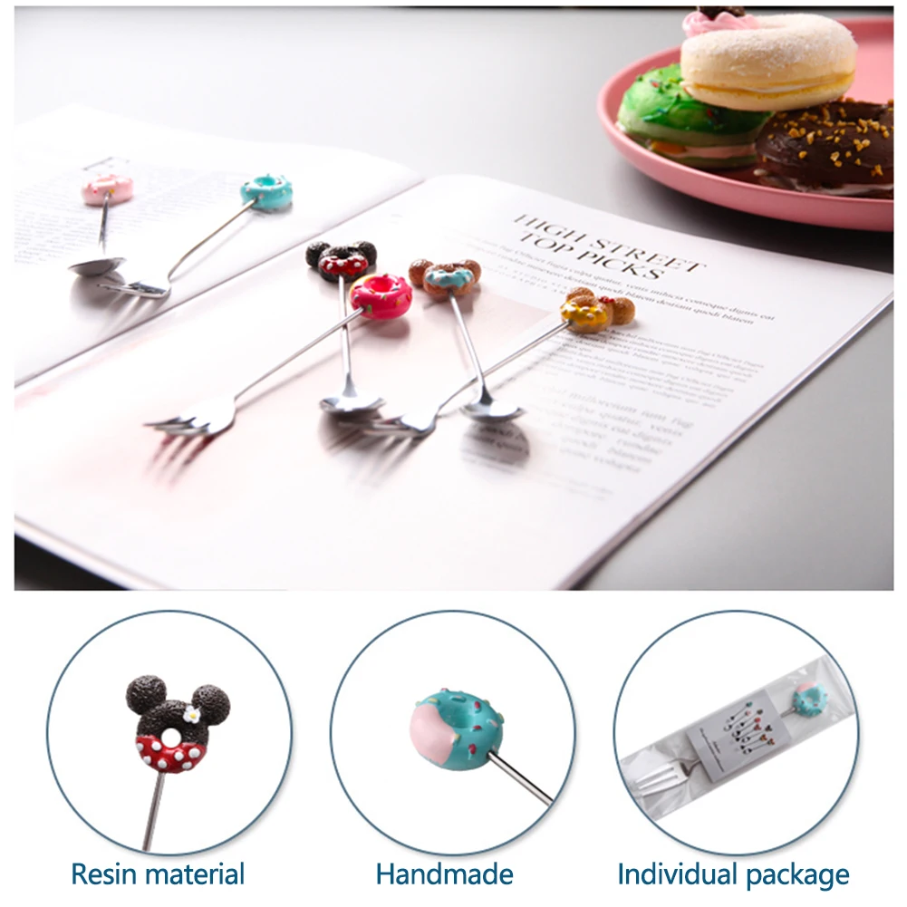 Cutlery Set Stainless Steel Cutlery Set Stainless Steel Doughnut Spoon Fork Cake Coffee Dessert Tea Ice Cream Stirring Spoon