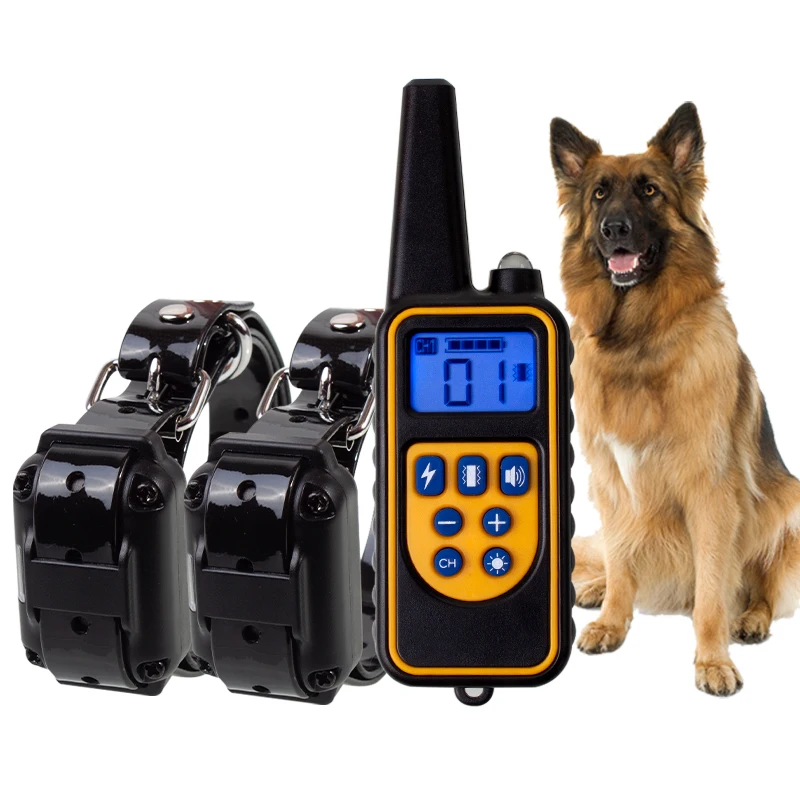 800m Electric Dog Training Collar Pet Remote Control Waterproof Rechargeable with LCD Display for All Size Shock Vibration Sound 1