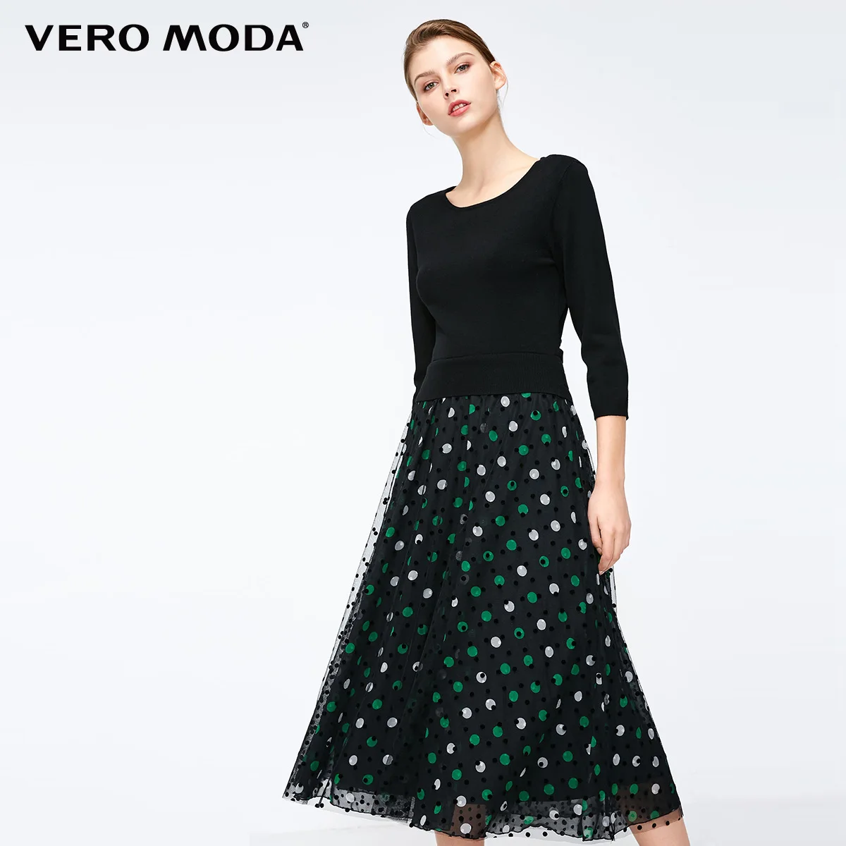 Vero Moda женские вечерние платья средней длины в горошек | 319146508 - Цвет: Black