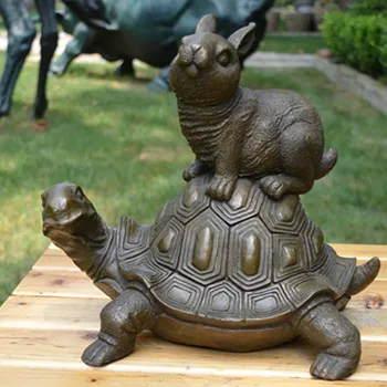 

Copper statue animal ornaments Crafts of tortoise and rabbit Student Gifts for Home Jewelry Recruitment and Geomancy Arrangement