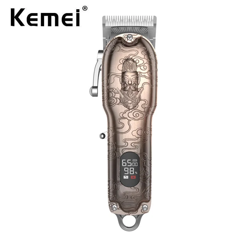 

Kemei Professional Rechargeable Hair Clipper for Barber 10W Powerful 2500mAh Li-on Battery Cordless/Corded Bronze Embossed Body