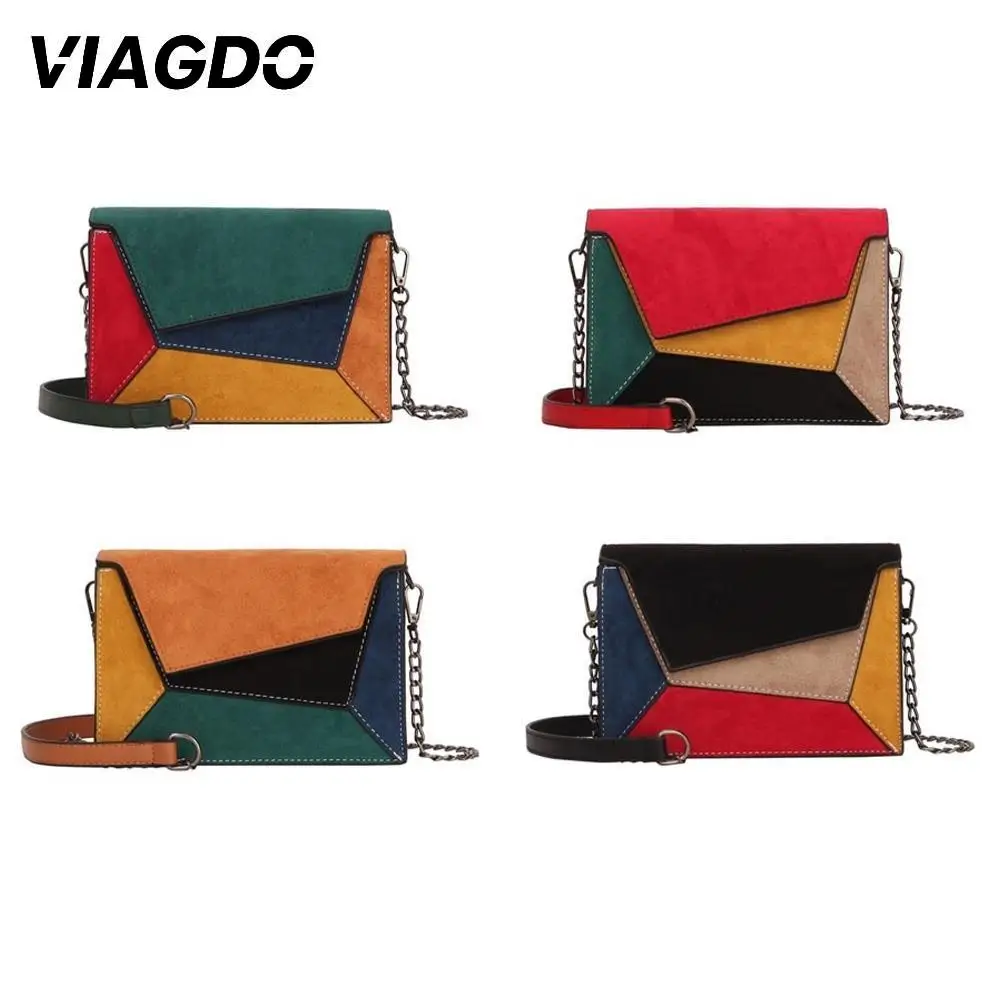 

Patchwork Bag Falp Bag Lady Women'S Fashion Hasp High Quality PU Leather 4 Colors 20*13*7cm Vintage