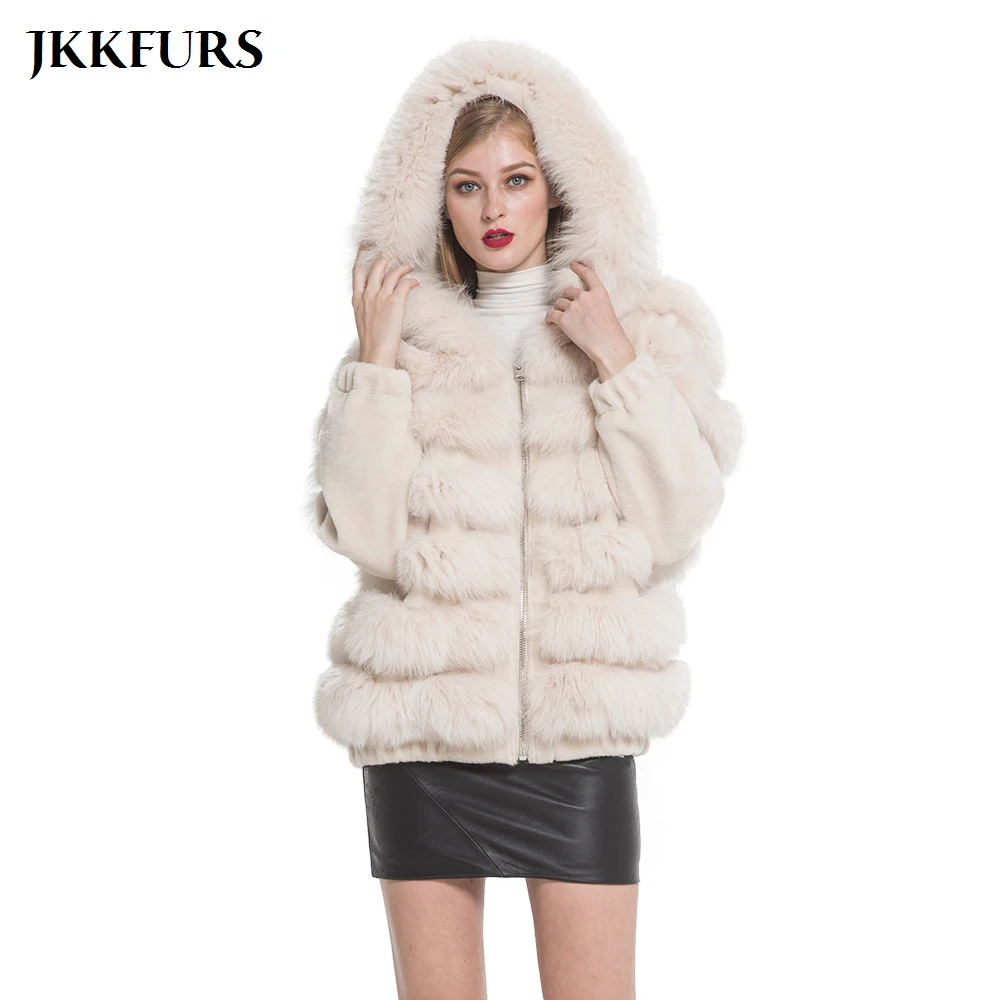 Женское пальто из натурального Лисьего меха Двусторонняя куртка Толстая теплая