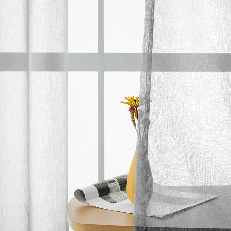 Tulle Curtains for Living Room Solid Color Modern Window Voile Curtains for Bedroom Kitchen Window Blinds Home Decoration Tulle