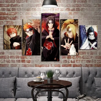 

Prints Painting Modular Pictures Canvas 5 Panel Akatsuki NARUTO Anime Wall Art Home Decoration Modern For Boys Room Poster Frame