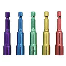 5 шт. 65 мм Красочные метрические 8 мм Шестигранная муфта Гайка Драйвер сверла набор 1/4 дюймов магнитный шестигранный хвостовик быстрая замена