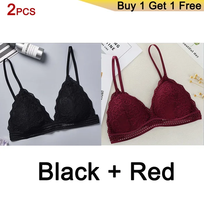 Black Red Deruilady бесшовный бюстгалтер Французский стиль бюстгалтер бесшовный Глубокий V кружевной девушка лифчик Бескаркасный тонкий бюстгальтеры для женщин Мягкий женское белье топ кружево бюстгалтер - Цвет: Black Red