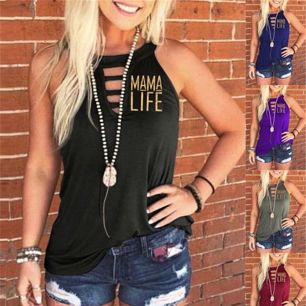 Футболка с надписью MAMA LIFE для Дня матери Harajuku футболка без рукавов круглым