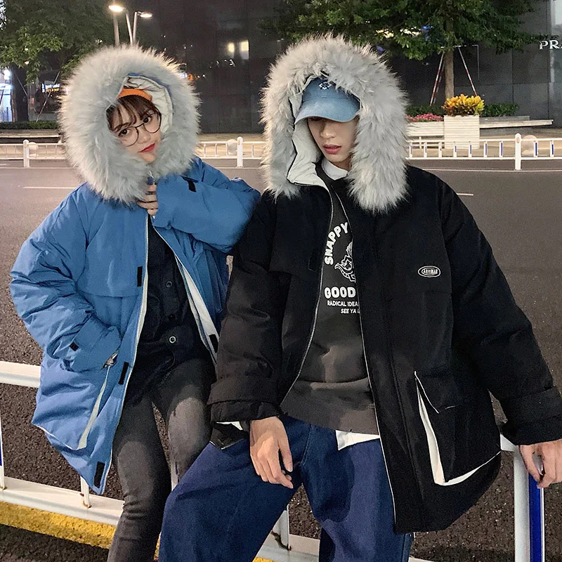 

Winter jacket jacket Parker coat men and women jacket 2019 casual hooded couple dress windbreaker thick cotton clothes