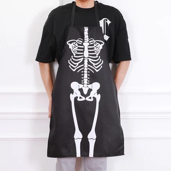 

WSFS Hot Halloween Bar Dance Costume Dress Up Apron Skeleton Costume Apron Adult Men And Women Kitchen Apron