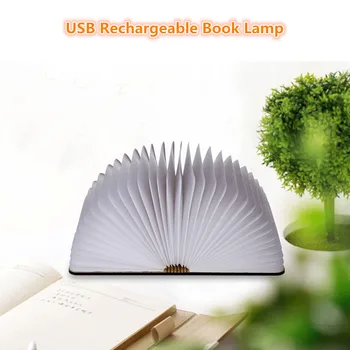 

2020 Hot Sale USB Rechargeable LED Magnetic Foldable Wooden Book Lamp Portable Night Light White/Colorful Home Decor