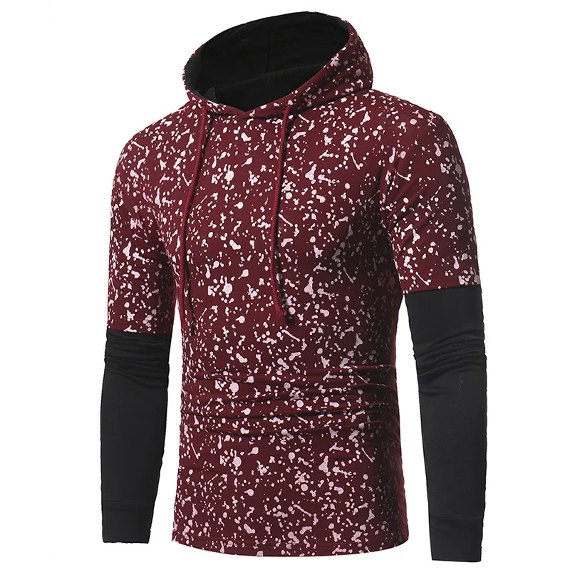 

New Men's Hoodie Fake Two Piece Slim Hooded Long Sleeve Sweatshirt Large Size Printed Men's Thin Top Streetwear men