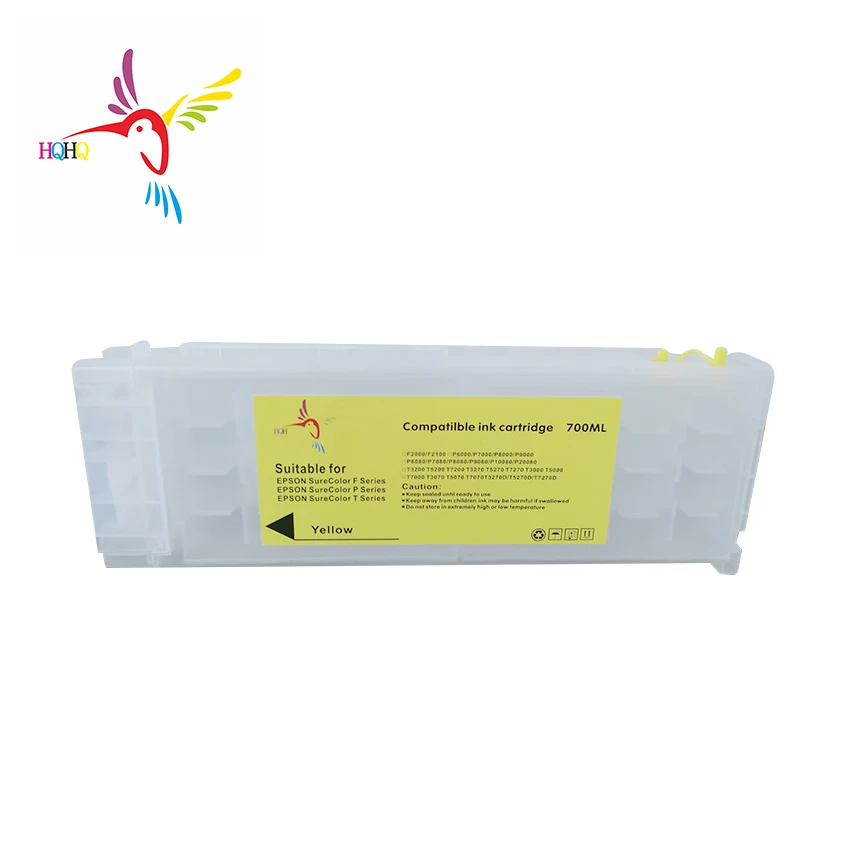 Yellow 5 шт./компл. 700 мл пустые Refillable патрон чернил для принтера Epson SureColor T3000 T5000 T7000 принтер установить стабильные микросхемы T6941-T6945 - Цвет: Yellow