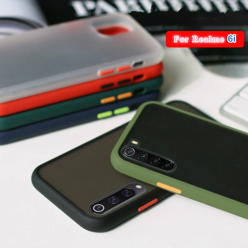 Чехол для Realme 6i прозрачный мягкий матовый Твердый пластиковый чехол на заднюю