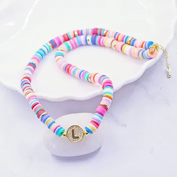 

2020 New Bohemia 26 Letter Charm Pendant Necklace Women Luxury Alphabet Name Rainbow Silicone Plastic Initial Necklaces Jewelry